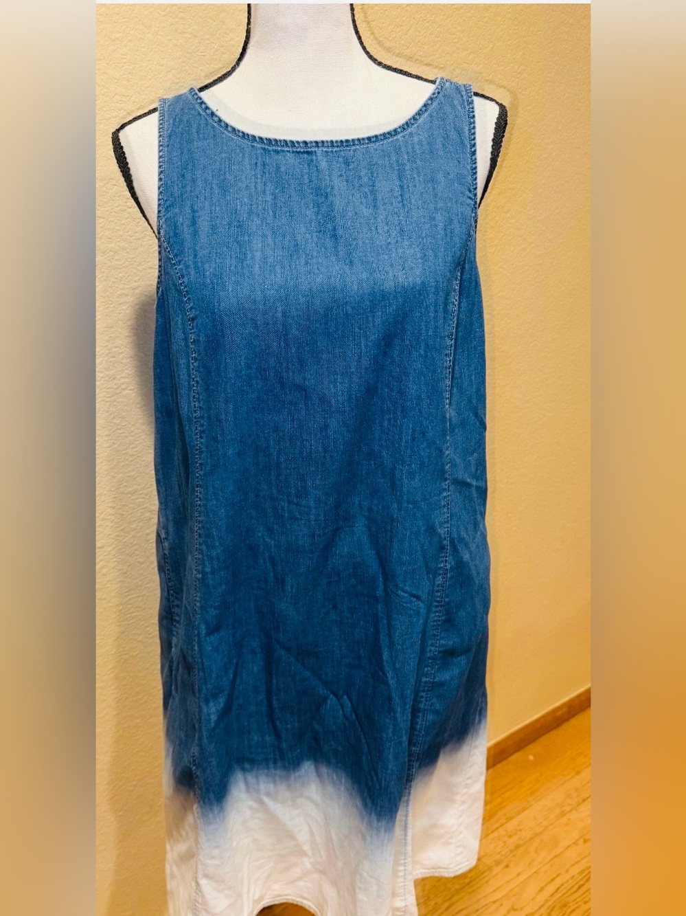 J.Jill Denim Ombre Sleeveless Shift Dress Blue White Size Small